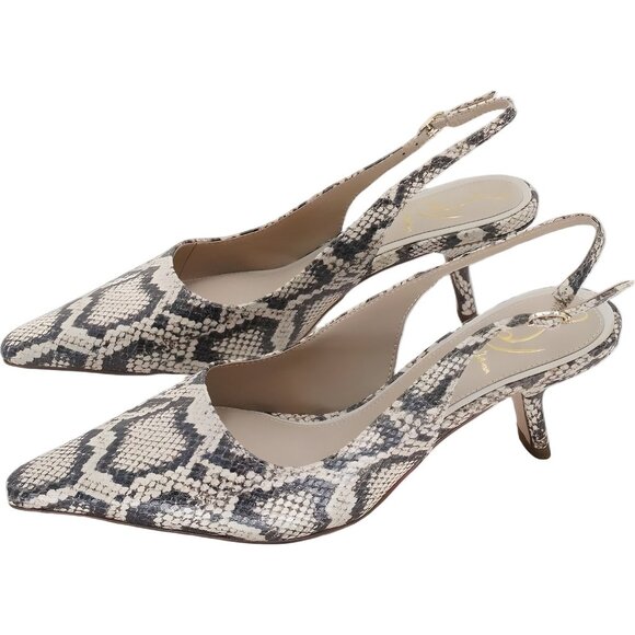 Sam Edelman Bianka Snakeskin Slingback Pointed Toe Heels US 8M EU 38.5 - Picture 2 of 6